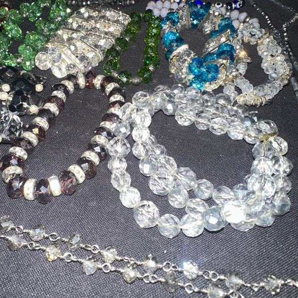 Bundle Jewelry lot 14 pc. All glass beads beaded bracelets necklaces - Picture 3 of 10